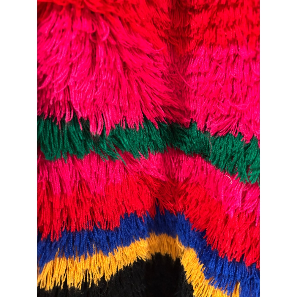 Carole Little Cardigan Multi-Color Striped Shaggy Eyelash Knit Crochet Buttons - Picture 6 of 8